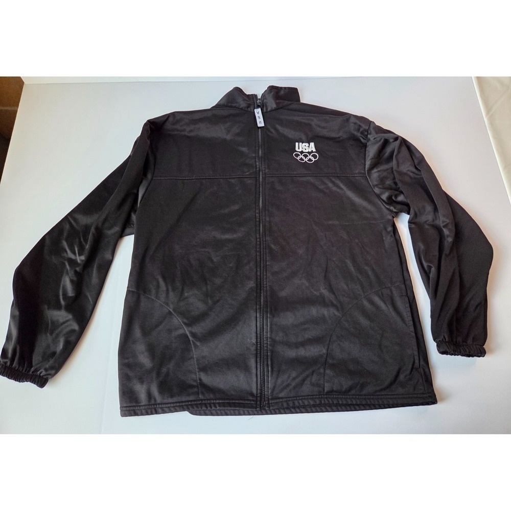 Vintage USA Olympics Jacket Adult 2 Extra Large Black Embroidered Warm Up